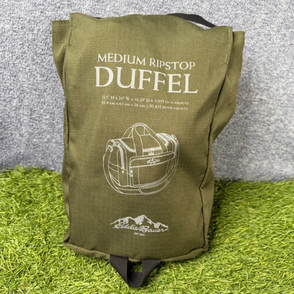 Eddie Bauer Expedition Medium Ripstop Duffel Bag Olive Green 1389 Travel Weekend